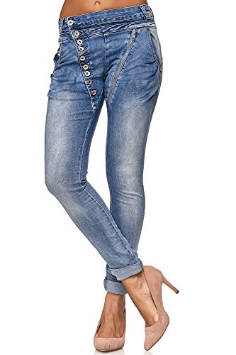 Elara Mujer Jeans con Botones e Cremallera, Azul, 38/ M (tamano del fabricante)