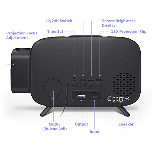 ELEHOT Despertador Digital Proyector Radio Despertador Reloj de Proyección Pantalla LCD Azul y Volumen Ajustable 7 Tonos Función de Radio Alimentación USB(Azul)