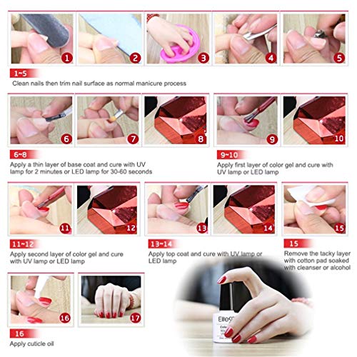 Elite99 Esmaltes Semipermanentes de Uñas en Gel UV LED, 5pcs Kit de Esmaltes de Uñas Base y Top Coat (003)