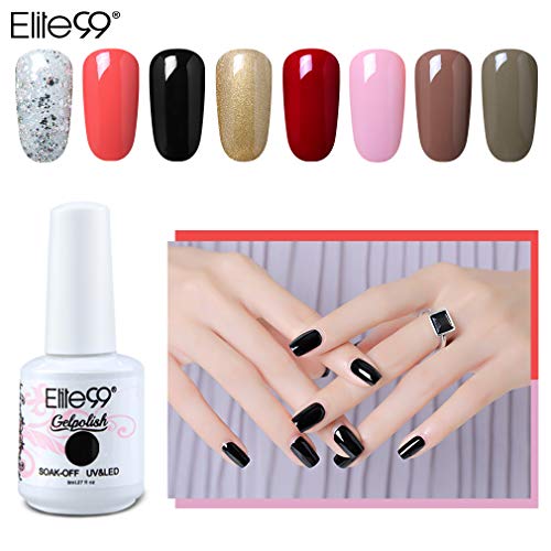 Elite99 Esmaltes Semipermanentes de Uñas en Gel UV LED, 8 Colores Kit de Esmaltes de Uñas de Color 005