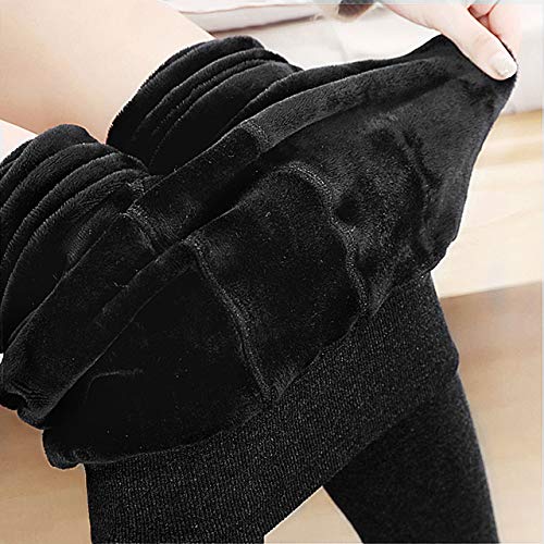 Emooqi Leggings Largas de Invierno para Mujer, Pack de 2 Leggings Cintura Alta, Leggings Térmicos Calientes con Forro Polar, Leggings Pantalones Mallas Elásticos