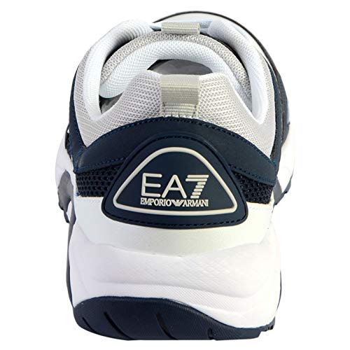 EMPORIO ARMANI EA7 New Racer 2 U Zapatillas Moda Hombres Marino/Gris/Blanco - 44 2/3 - Zapatillas Bajas