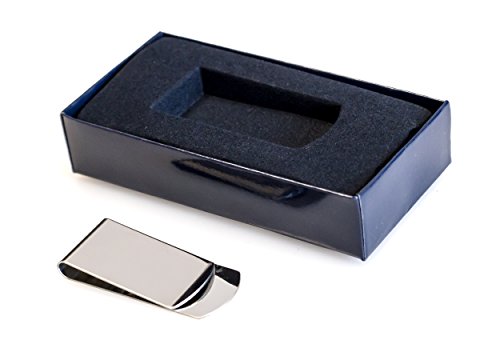 Engrave It Online Personalizable bañado en Plata Dinero Clip con Azul Caja de presentación – Grabado con su Mensaje