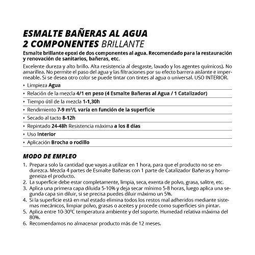 ESMALTE BAÑERAS,SANITARIOS ALTO BRILLO, Al agua, Restauración y renovación de sanitarios, bañeras, ceramica, azulejos, 750ML