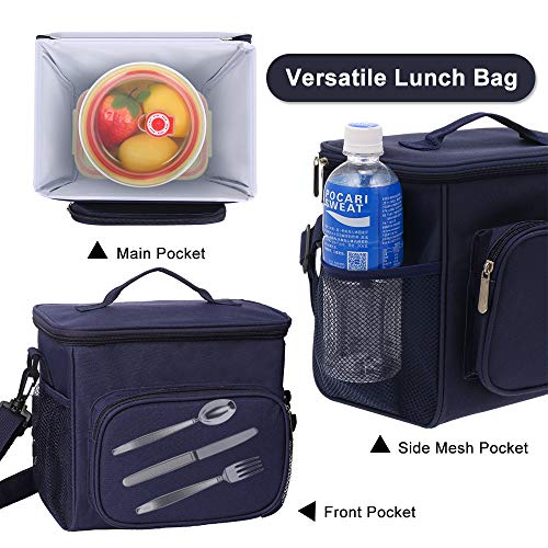 esonmus Bolsa Térmica Comida 10L, Termica Porta Alimentos con Correa Portatil Bolsa de Almuerzo para Adulto Niños Bolsa Nevera Oficina Escuela Viaje (Azul)