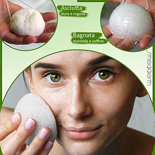 Esponja Konjac Cara Cuerpo 2 Pcs 100% Natural Para Pieles Suaves Y Sensibles Para Recién Nacidos, Limpiadores, Exfoliante Mujer Hombre Para El Cuidado Y La Limpieza De La Cara, Esponja De Ducha