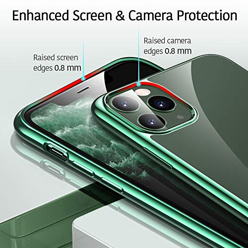 ESR Funda Transparente Serie Essential Zero para iPhone 11 Pro, Suave TPU Transparente, Funda Delgada de Suave Silicona para iPhone 11Pro 5,8” (2019). Marco Verde Oscuro.