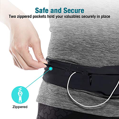 ESR Riñonera Deportiva Ajustable con Cierre Cremallera, Running Belt para iPhone SE 2020/X/XR/XS Plus/8/8Plus/7 con Puerto Auriculares y Cinturón Dinero, para Deportes, Bicicleta, Viajar, Gimnasio-L