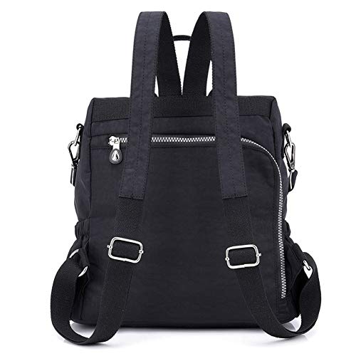 Estwell Mochila Mujer Casual Bolso Mochila Antirrobo Impermeable Nylon Mochila Escuela Multifuncional Gran Capacidad Bolso Bandolera Mochila de Viaje, Negro