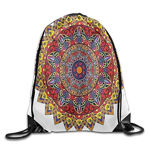 Etryrt Mochilas/Bolsas de Gimnasia,Bolsas de Cuerdas, Drawstring Backpack Unisex Gym Bag Tribal Bohemic Indian Asian Hippie Drawstring Gym Sack Sport Bag for Men and Women