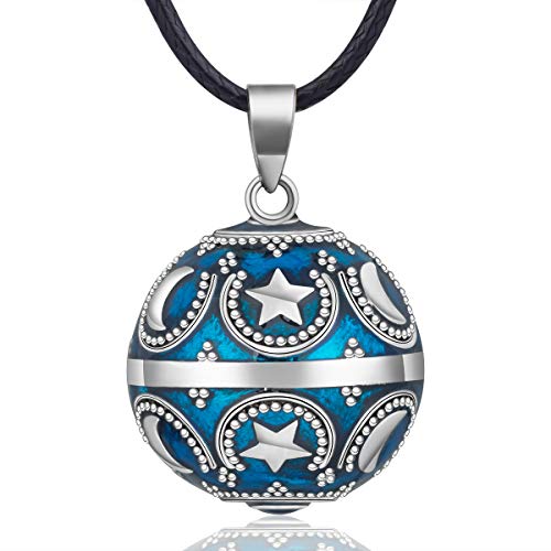 EUDORA Harmony Ball Estrella Luna Collar de Mujer, Llamador de Angeles Embarazada, Colgantes de Mujer Primer Embarazo Mamá Amigo Hermana Esposa Mejor Regalo, 114,3CM + 76,2CM