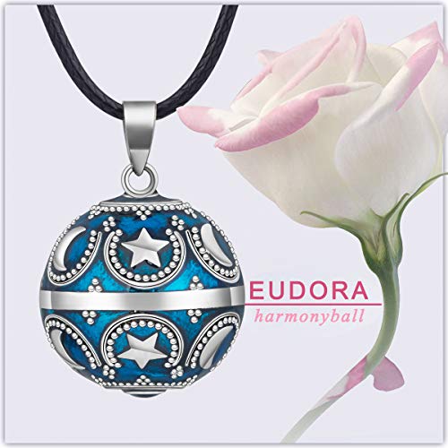 EUDORA Harmony Ball Estrella Luna Collar de Mujer, Llamador de Angeles Embarazada, Colgantes de Mujer Primer Embarazo Mamá Amigo Hermana Esposa Mejor Regalo, 114,3CM + 76,2CM