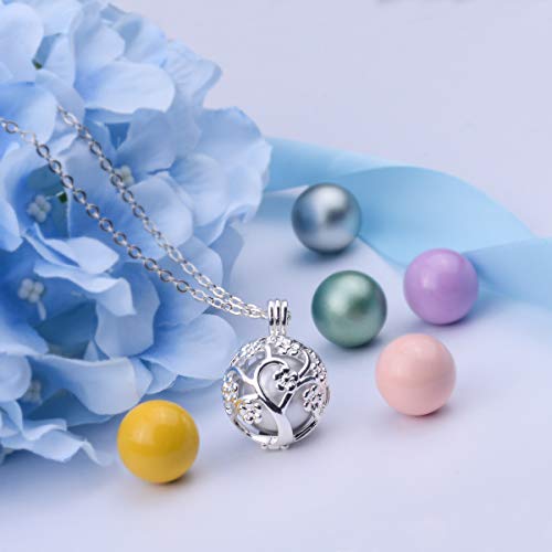 EUDORA Harmony Ball Flor de Cerezo Bisuteria Collares de Mujer, Llamador de Angeles Embarazada, Colgantes de Mujer Primer Embarazo Mamá Regalos Originales para Mujer Hermana, 76,2cm