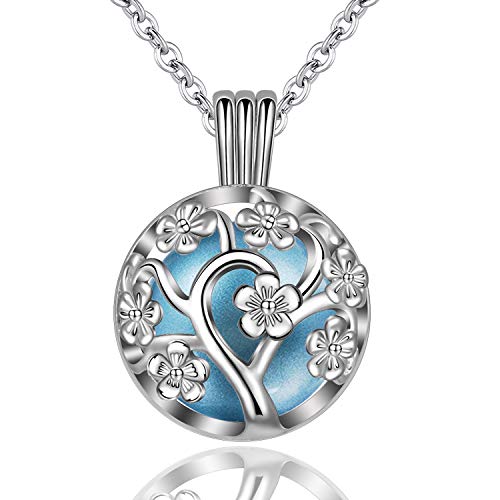 EUDORA Harmony Ball Flor de Cerezo Bisuteria Collares de Mujer, Llamador de Angeles Embarazada, Colgantes de Mujer Primer Embarazo Mamá Regalos Originales para Mujer Hermana, 76,2cm