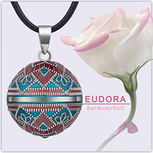 EUDORA Harmony Ball Vintage Bisuteria Collares de Mujer, Llamador de Angeles Embarazada Floral Vintage Colgantes de Mujer Primer Embarazo Mamá Regalos Originales para Mujer Hermana, 114,3cm