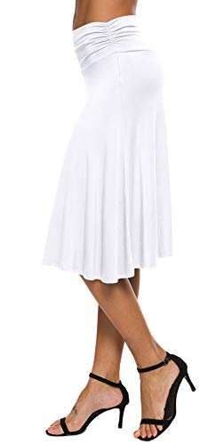 EXCHIC Falda de Yoga para Mujer con Mini Llamarada (L, Blanco)