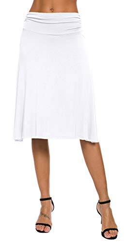 EXCHIC Falda de Yoga para Mujer con Mini Llamarada (L, Blanco)