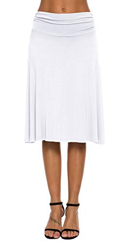 EXCHIC Falda de Yoga para Mujer con Mini Llamarada (L, Blanco)