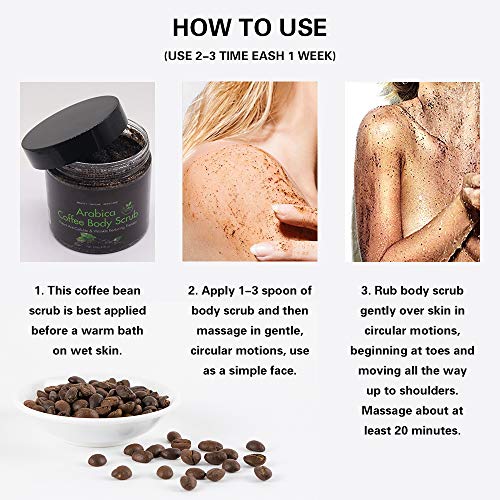 Exfoliante corporal, exfoliante, exfoliante de café natural con exfoliante nutritivo para la piel, elimina las células muertas y mejora la salud de la piel