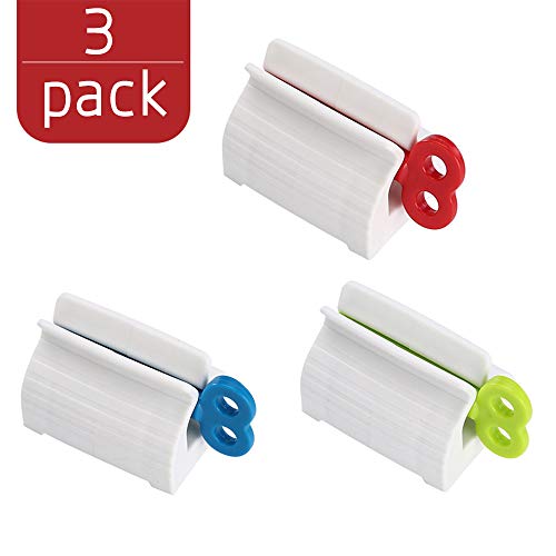 Exprimidor de Pasta de Dientes Rodante,3 Piezas Dispensador de Pasta de Dientes Exprimidor de Tubos para baño(Rojo/Verde/Azul)