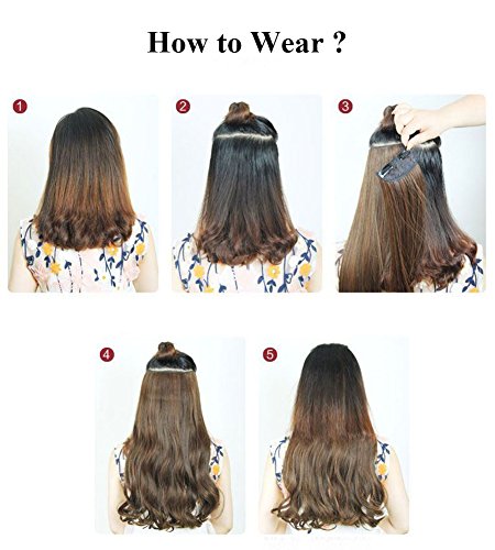 Extensiones de Cabello Look Natural Clip Pelo Humano Sintético Peluca Doble Weft - 6 Piezas 16 Clips