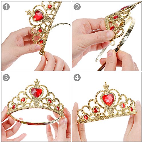 Faburo 5pcs Princesa Vestir Accesorios es Corona imperial dorada Princesa belle amarillo Vestir Accesorios Tiara,Varita Mágica,Guantes y collar