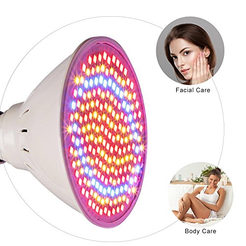 Facial Led Lampara Belleza 3 colores Rejuvenecimiento de la Piel fototerapia Radiofrecuencia Frecuencia para Anti arrugas acné antimanchas Antienvejecimiento Blanqueamiento con 200 led(EU)