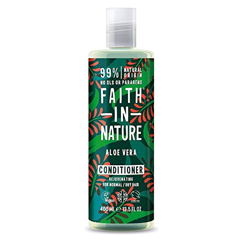 Faith in Nature Acondicionador Natural de Aloe Vera, Rejuvenecedor, Vegano y No Testado en Animales, sin Parabenos ni SLS, para Cabello de Normal a Seco, 400 ml