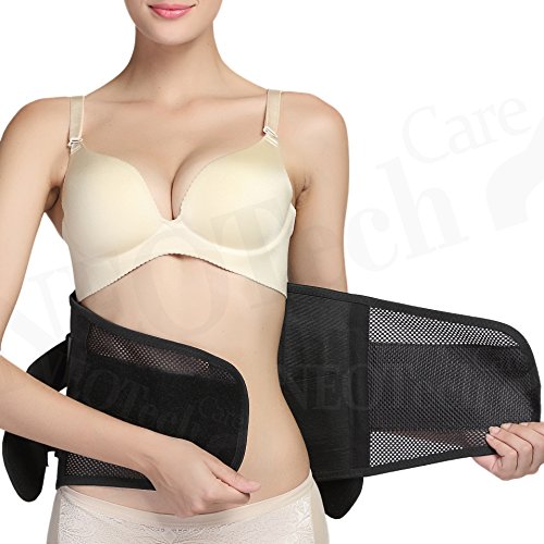 Faja de espalda ULTRA LIGERA - Apoyo lumbar/para la postura - Tejido transpirable para el ejercicio - Compresión adaptable - Marca Neotech Care (Talla XL)