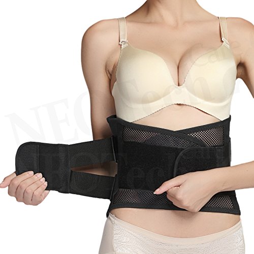 Faja de espalda ULTRA LIGERA - Apoyo lumbar/para la postura - Tejido transpirable para el ejercicio - Compresión adaptable - Marca Neotech Care (Talla XL)