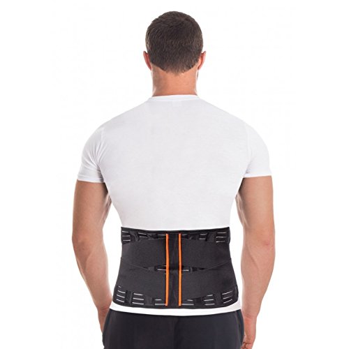 Faja de sujeción lumbar; 4 insertos de apoyo; transpirable; 24 cm de altura Large Negro