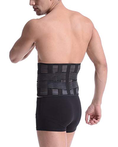 Faja Lumbar para Hombres Mujeres, Cinturón de Apoyo Lumbar con Correas de Compresión Ajustables para Alivio del Dolor en Parte Baja de Espalda, Dar Forma al Cuerpo de Posparto Noir L