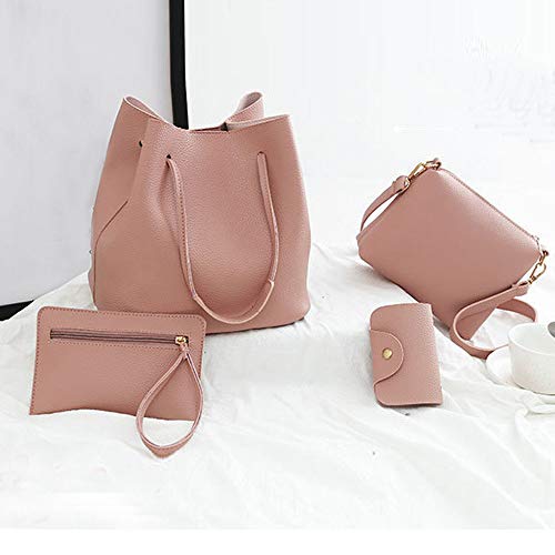 Fannyfuny bolsos Grandes Bandolera de Mujer Multifuncional Conjunto 4PCS - 1PC Bolsos Totes +1PC Bandolera +1PC Paquete de Tarjetas +1PC Monedero