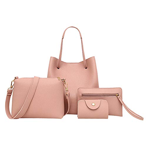 Fannyfuny bolsos Grandes Bandolera de Mujer Multifuncional Conjunto 4PCS - 1PC Bolsos Totes +1PC Bandolera +1PC Paquete de Tarjetas +1PC Monedero