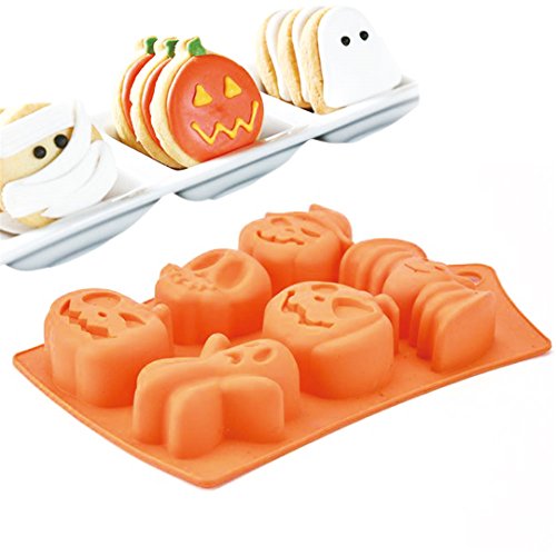 FantasyDay Premium Antiadherente Moldes para Tartas (Set de 2), Moldes de Silicona para Caramelos, Chocolate, Hornear, Tarta, Galletas, Jabón, Hielo - Calabaza de Halloween