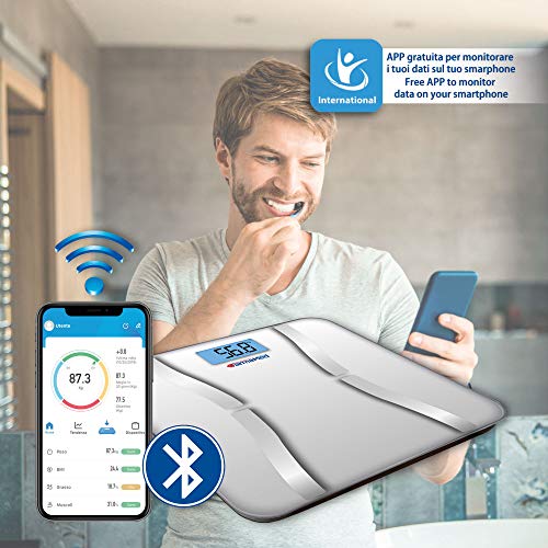 FARMAMED Báscula Grasa Corporal Digital, Báscula de Baño, Monitores de Composición Corporal, Báscula Inteligente Bluetooth Wireless para Android y iOS