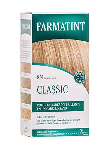 Farmatint Gel 8N Rubio Claro | Color natural y duradero | Componentes vegetales y aceites naturales | Sin amoníaco | Sin Parabenos | Dermatológicamente testado