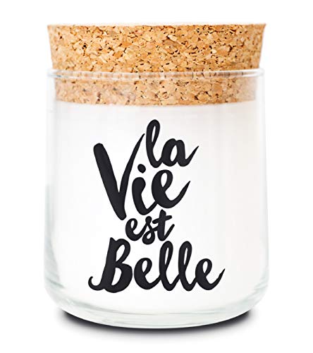 FEEL Good Candle – Vela aromática en vaso – Vela con diseño como regalo para mujeres y para decoración (la Vie est Belle, eucalipto)