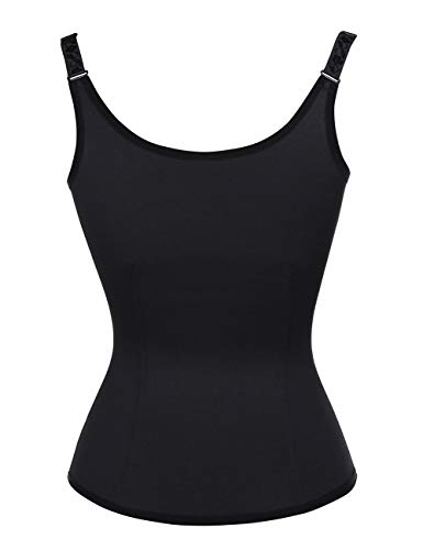 FeelinGirl Mujer Corsé Underbust Entrenador de Cintura Faja Reductora Huesos Plásticos Tirantes Ajustables Waist Trainer Negro L/ES 36-38