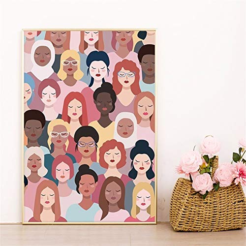 Feministas Poster Girl Power laminas regalo de las muchachas Empowered Women Modern Pared lona de arte de pintura de la mujer Imagen pared del sitio Foto stampata ( Size (Inch) : 30x40 cm No Frame )