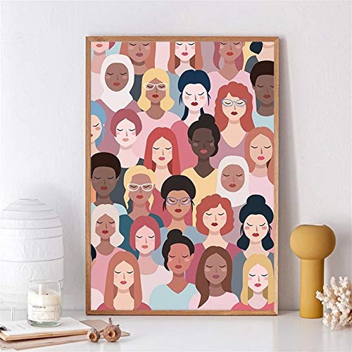 Feministas Poster Girl Power laminas regalo de las muchachas Empowered Women Modern Pared lona de arte de pintura de la mujer Imagen pared del sitio Foto stampata ( Size (Inch) : 30x40 cm No Frame )