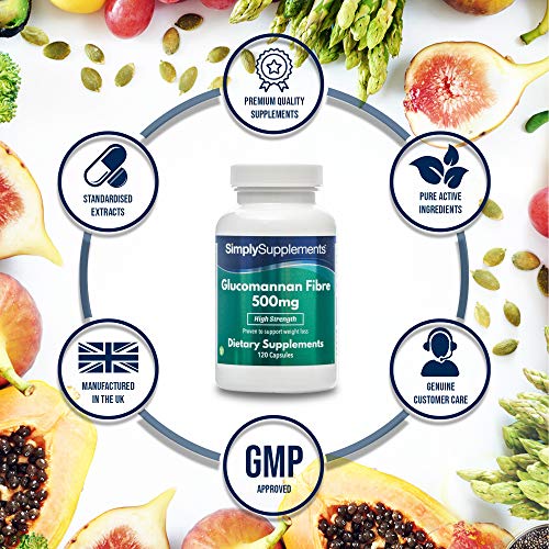 Fibra de Glucomanano 500mg - Apto para veganos - 120 Cápsulas - SimplySupplements