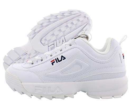 Fila Disruptor II FW02945-111 Leather Youth Trainers - White Peacoat Red - 36