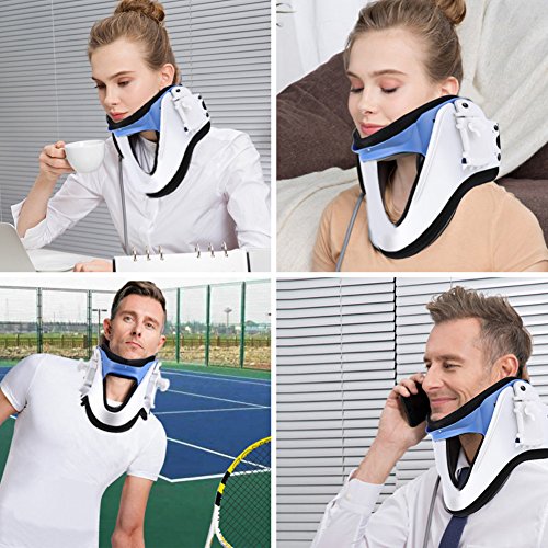 Filfeel Neck Brace Neck Support, Cuello Ajustable Brace Tracción Cervical Fijación de la tracción Cervical Cuidado de la Columna Protección correctiva Protección contra el Dolor