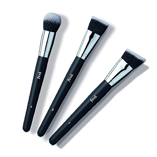 FIND - Kit de brochas de contorno: brocha para base de maquillaje, brocha para polvo bronceador y brocha de contorno (3 brochas) - n.º 08, n.º 09, n.º 14