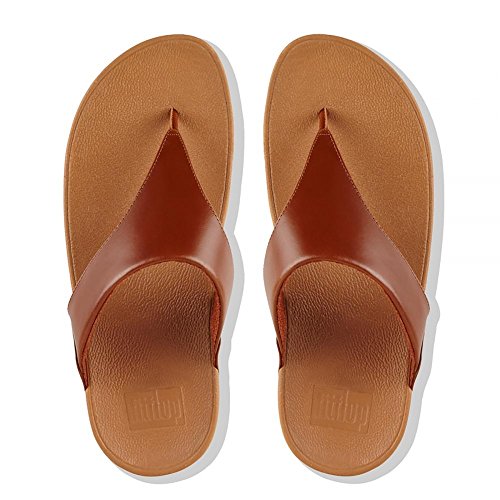 FitFlop Lulu Leather Toepost, Sandalias con Plataforma para Mujer, Marrón (Caramel 098), 39 EU