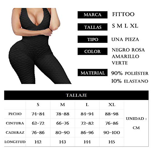 FITTOO Mallas Pantalones Deportivos Leggings Mujer Yoga de Alta Cintura Elásticos y Transpirables para Yoga Running Fitness con Gran Elásticos1370 Negro S