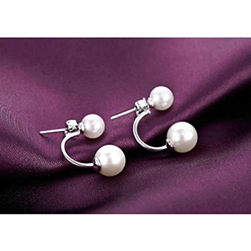 FJKL Pendientes De Perlas Dobles De Moda Joyería 925 Pendientes De Plata Esterlina para Mujeres Regalo De Joyería De Oreja