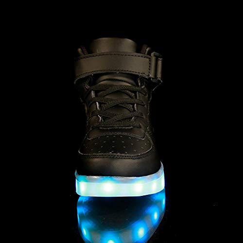 FLARUT Niños Zapatillas Led Luminioso con 7 Colores Unisex Hip Tops Sneakers Zapatos con Luces(Negro,29)