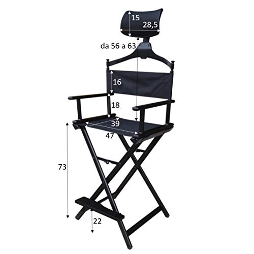 Floreo Look Silla Sillon Plegable de Aluminio para Maquillaje maquillador Makeup Artist (Negro)